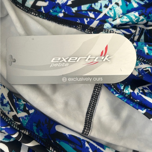 Exertek Leggings Cropped Petite XL Blue White Patterned Stretch NEW - Picture 11 of 16